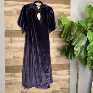 Boutique Blue Velvet Maxi Wrap Dress 3X